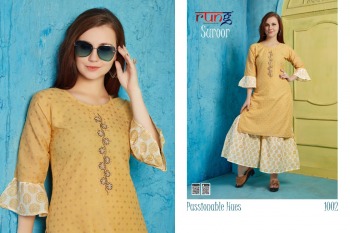 Rung Suroor Kurtis with Sharara catalog wholesaler