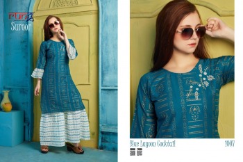 Rung Suroor Kurtis with Sharara catalog wholesaler