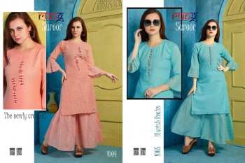 Rung Suroor Kurtis with Sharara catalog wholesaler