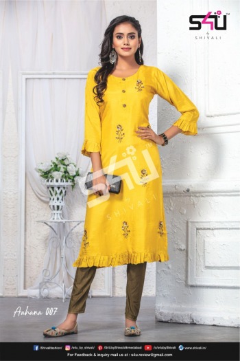 S4U Aahana Silk Hand work Kurtis Wholesale Price