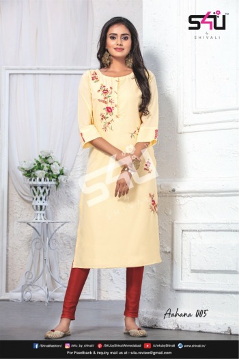 S4U Aahana Silk Hand work Kurtis Wholesale Price