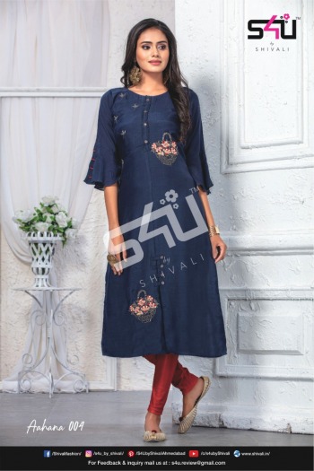 S4U Aahana Silk Hand work Kurtis Wholesale Price