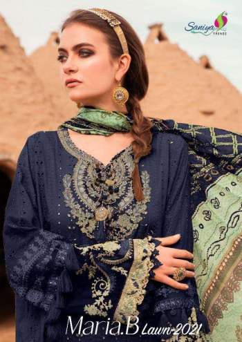 Saniya Trendz Maria b Lawn 2021 Cambric Cotton Pakistani Suits