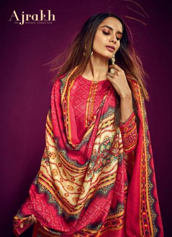 Sargam print Ajrakh Pashmina Winter Salwar Kameez wholesaler