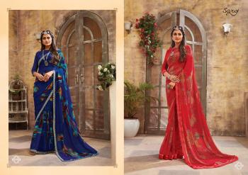 saroj Blue Berry Georgette daily wear saree wholesaler