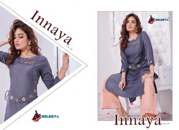 Selesta Innaya vol 2 Chinon Silk kurtis with palazzo wholesaler