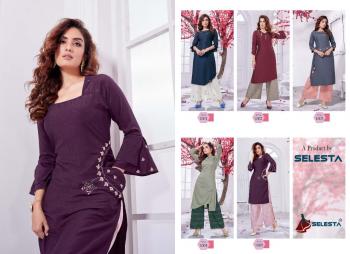 Selesta Innaya vol 2 Chinon Silk kurtis with palazzo wholesaler