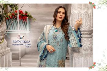 Shree fab adan libaas Schiffli collection 5 pakistani Suits