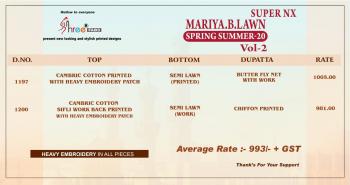 Shree Fab Mariya b Lawn Spring Summer 20 vol 2 Super NX