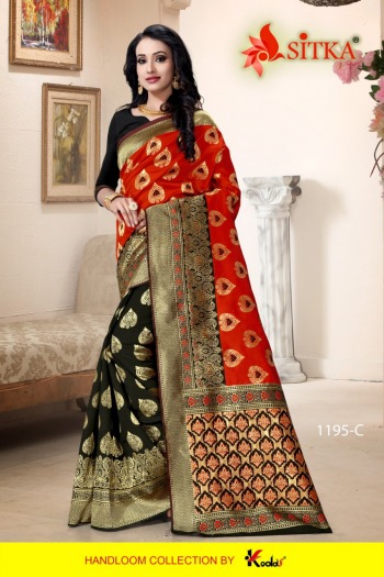 Sitka natural Silk Cotton jacquard Saree catalog wholesaler