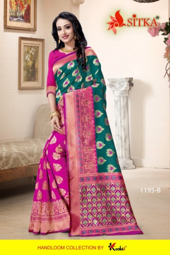 Sitka natural Silk Cotton jacquard Saree catalog wholesaler