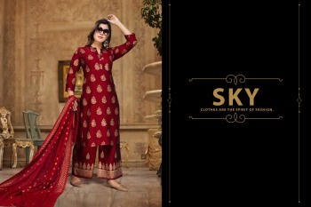 Sky Rayon Gold Mil print kurtis with Palazzo and Dupatta wholesaler