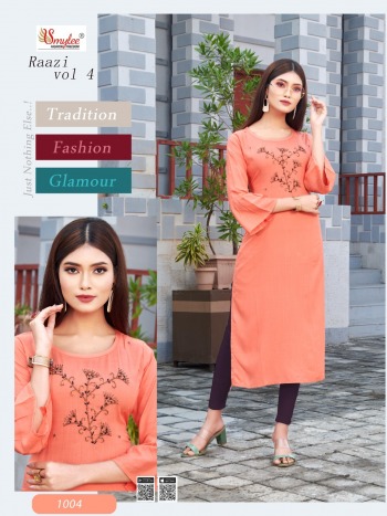 Smylee Raazi vol 4 Rayon Hand work Kurtis wholesaler