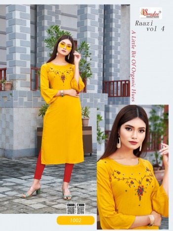 Smylee Raazi vol 4 Rayon Hand work Kurtis wholesaler