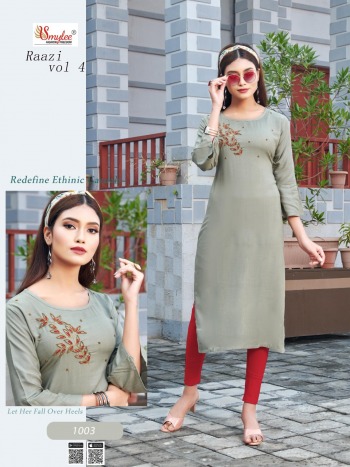 Smylee Raazi vol 4 Rayon Hand work Kurtis wholesaler