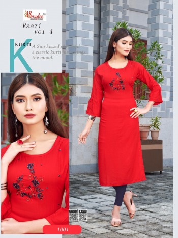 Smylee Raazi vol 4 Rayon Hand work Kurtis wholesaler