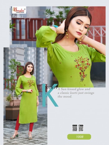 Smylee Raazi vol 4 Rayon Hand work Kurtis wholesaler