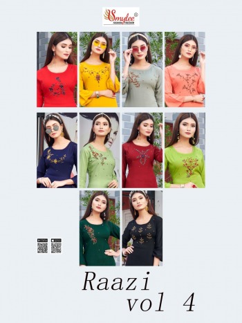 Smylee Raazi vol 4 Rayon Hand work Kurtis wholesaler