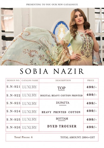 Sobia nazir luxury Lawn pakistani Suits buy wholesale Price