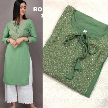 Stitched Rayon Embroidered Kurtis with palazzo wholesaler