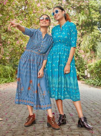 Style Our vol 3 Rayon Gold Party wear kurtis wholesaler