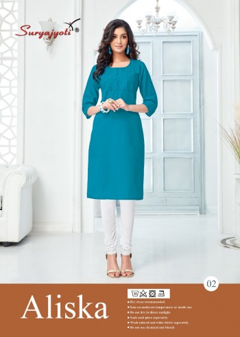 Suryajyoti aliska Cambric Cotton neck work kurtis