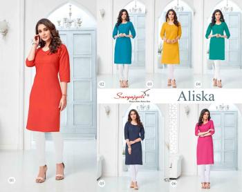 Suryajyoti aliska Cambric Cotton neck work kurtis