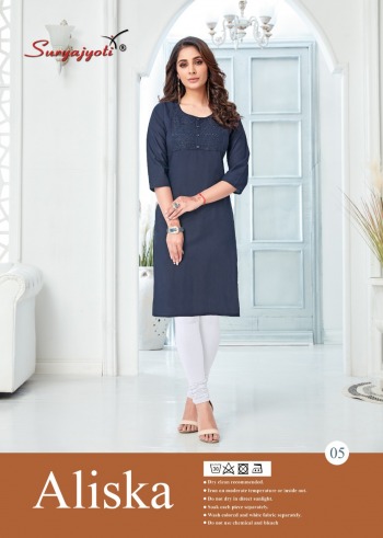 Suryajyoti aliska Cambric Cotton neck work kurtis