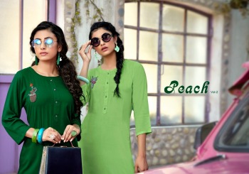 Sweety Peach vol 2 Rayon hand work kurtis wholesaler