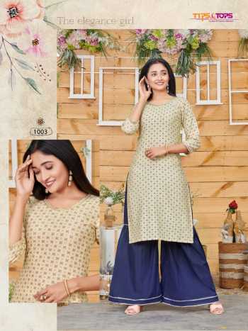 Tips and Tops Makhmali Rayon kurtis with Sharara catalog