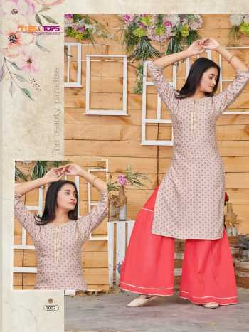 Tips and Tops Makhmali Rayon kurtis with Sharara catalog