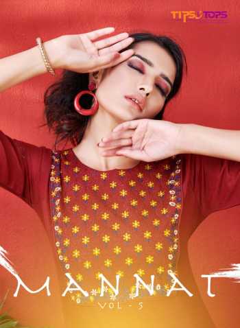 Tips and Tops Mannat vol 5 Rayon kurtis with pant catalog