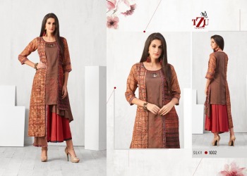 TZU Lifestyle Silky Muslin Silk party wear kurtis wholesaler