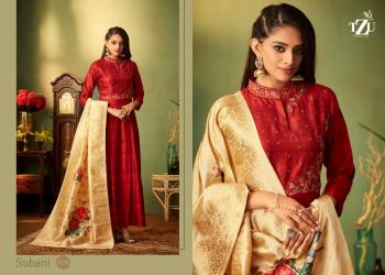 TZU Lifestyle Suhani Silk gown with banarasi Dupatta