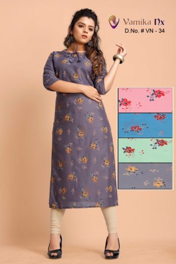 Vamika Nx Four Colour Rayon kurtis wholesaler