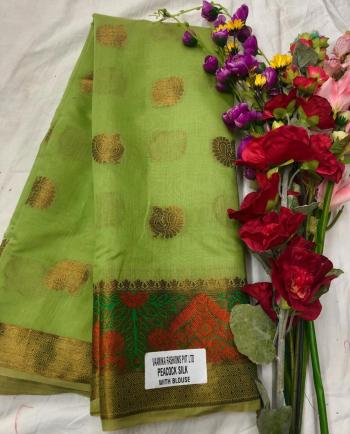 Vamika Peacock silk pure linen Silk Saree wholesale Price