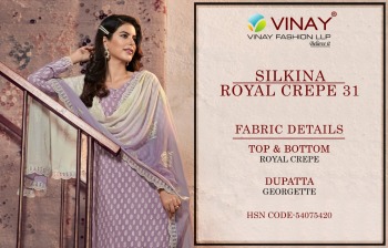 Vinay Fashion Silkina Royal Crepe vol 31 Salwar Kameez wholesaler