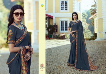 Vinay Sheesha Starwalk vol 61 Chiffon Brasso Saree catalog