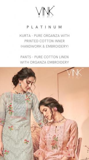 Vink platinum Organza kurtis with pant buy wholesaler