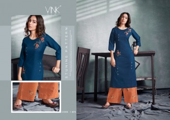 Vink Radiance cotton linen kurtis with palazzo catalog wholesaler