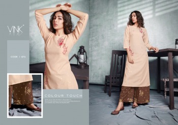 Vink Radiance cotton linen kurtis with palazzo catalog wholesaler