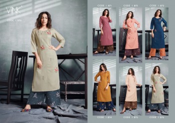 Vink Radiance cotton linen kurtis with palazzo catalog wholesaler