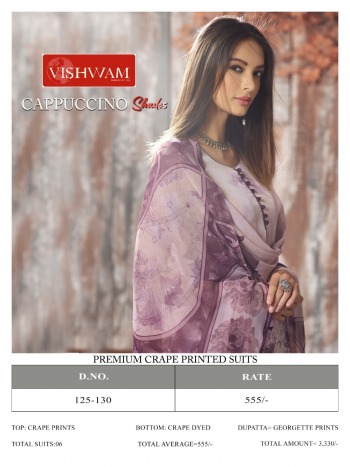 Vishvam Cappuccino Shades Crape Print Salwar suits