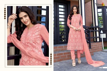 Volono Trendz Schiffli vol 2 lakhnavi work kurtis with Pant and Dupatta