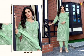 Volono Trendz Schiffli vol 2 lakhnavi work kurtis with Pant and Dupatta