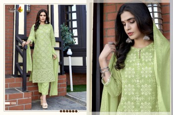 Volono Trendz Schiffli vol 2 lakhnavi work kurtis with Pant and Dupatta