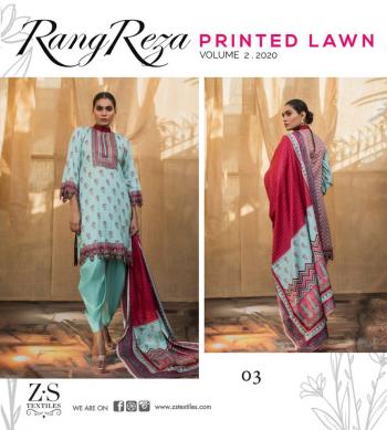 ZS textile rangreza Lawn vol 2 Pakistani Suits Wholesaler