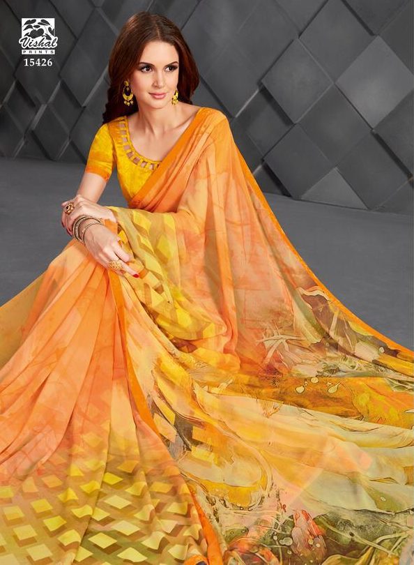 Functional Wear Chiffon Saree By Vishal Prints at Rs.1620/Piece in surat  offer by Chhoti Bahu